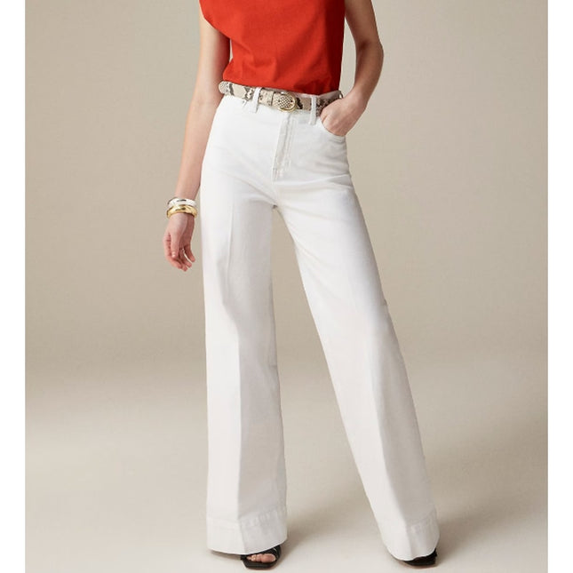 J. Crew 5-Pocket Wide Leg Trousers White NWT High Rise Denim Women's 26