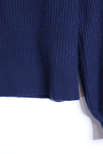 J. CREW 100% Cashmere Puff Sleeve Sweater Navy Blue Mock Neck Women's XS