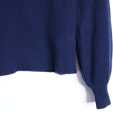 J. CREW 100% Cashmere Puff Sleeve Sweater Navy Blue Mock Neck Women's XS
