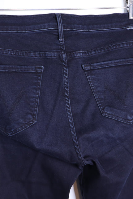 MOTHER Black The Insider Crop Step Fray Jeans Night in Paris Women's 29