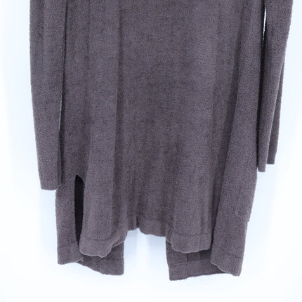 Barefoot Dreams CozyChic Lite Hooded Cardigan Brown Open Longline Women's XS/S