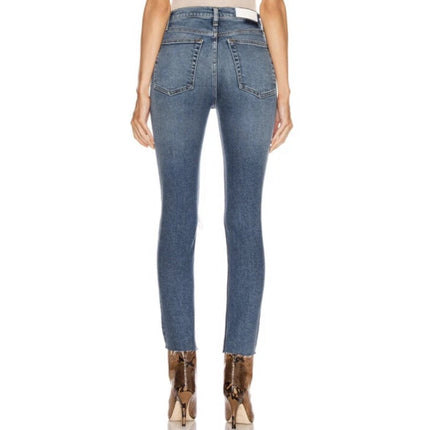 RE/DONE 90's Ankle Crop Jeans Blue Dusk Destroy High Rise Stretch Women's 25