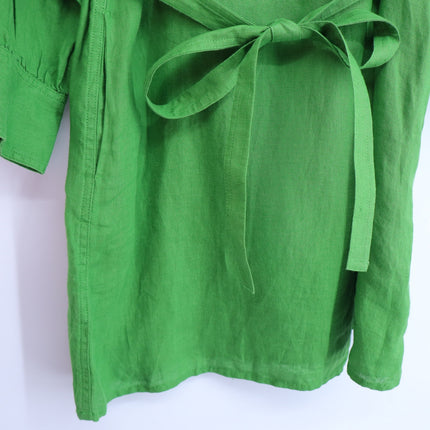 J. CREW Green Cabana Linen Mini Shift Dress NWT Summer Moss Belted Women's S