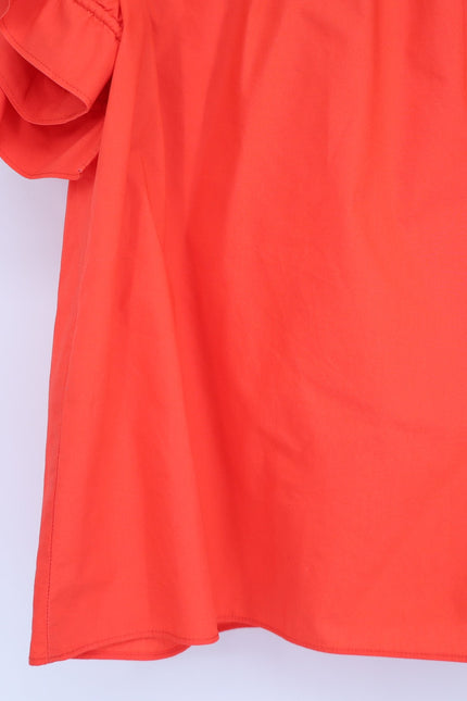 ULLA JOHNSON Elora Popover Blouse Coral Poplin Ruffle Sleeve Women's 2