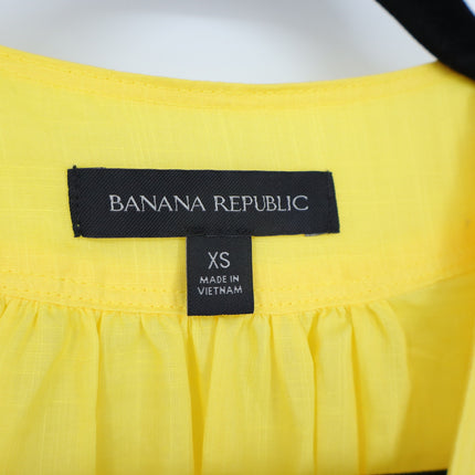 BANANA REPUBLIC Stampa Wrap Dress Yellow Tiered Skirt Long Sleeve Women's XS