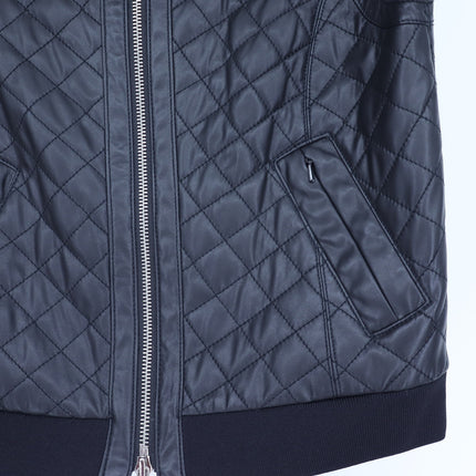 Worth New York Quilted Faux Leather Vest Black Full Zip Collared Women's XSP
