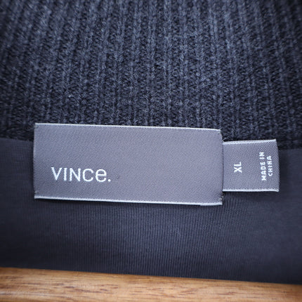 Vince Wool Cable Full Zip Sweater Dark Gray Textured Long Sleeve Men's XL
