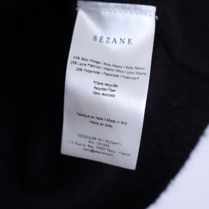 SEZANE Sacha Sweater Vest Cardigan Black w/ Gold Button Wool Blend Women's M