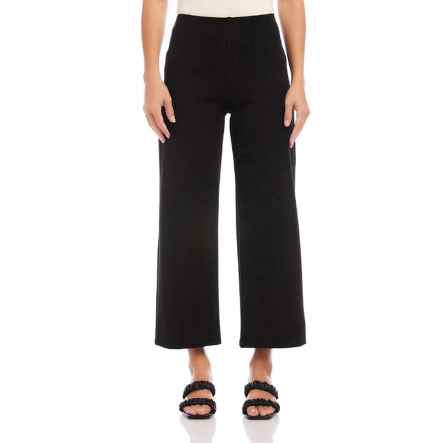 Fifteen Twenty Wide Leg Cropped Pants Black Pull On Stretch Twill Women's S
