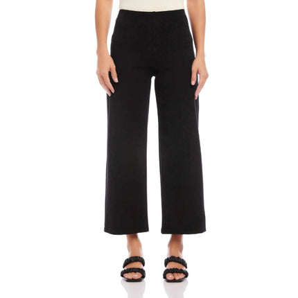 Fifteen Twenty Wide Leg Cropped Pants Black Pull On Stretch Twill Women's S