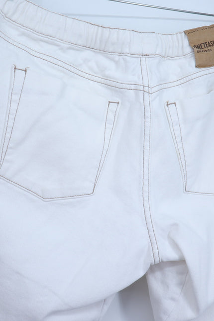 ONE TEASPOON Shabbies Drawstring Jeans White Straight Leg Boyfriend Women's M