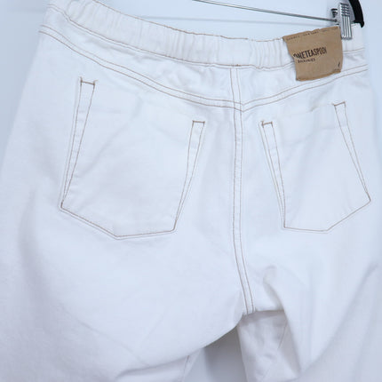 ONE TEASPOON Shabbies Drawstring Jeans White Straight Leg Boyfriend Women's M