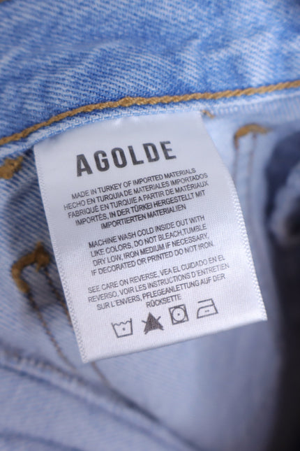 AGOLDE Cooper Cargo Jeans Rank Blue Light Wash Zip Fly Women's 30