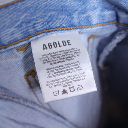 AGOLDE Cooper Cargo Jeans Rank Blue Light Wash Zip Fly Women's 30