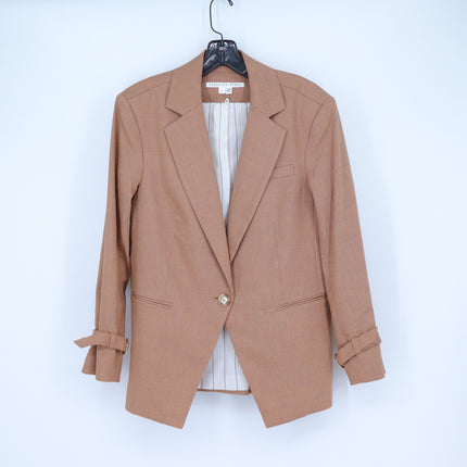 Veronica Beard Amadi Dickey Jacket Chai Orange Microplaid One Button Women's 6