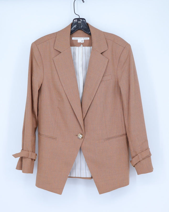 Veronica Beard Amadi Dickey Jacket Chai Orange Microplaid One Button Women's 6