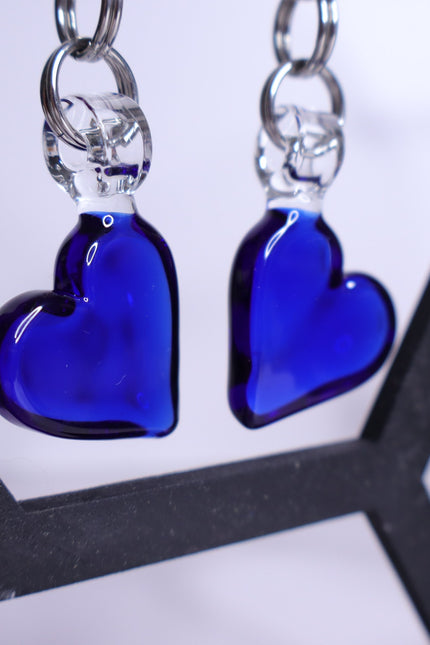 GLASSWEAR STUDIOS Handmade Cobalt Blue Heart Weights 10g/2.5mm Hangers