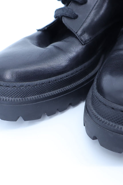 BRUNELLO CUCINELLI Monili Combat Boots Black Leather Lace Up Women's 40/US 10