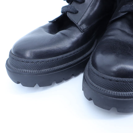 BRUNELLO CUCINELLI Monili Combat Boots Black Leather Lace Up Women's 40/US 10