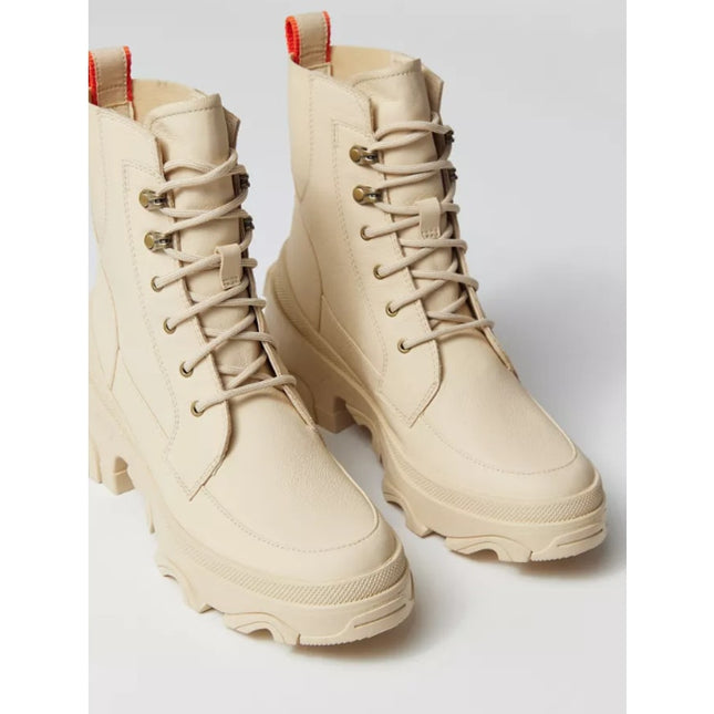 SOREL Brex Leather Lace Up Boot Bleached Ceramic Orange Waterproof Women's 9