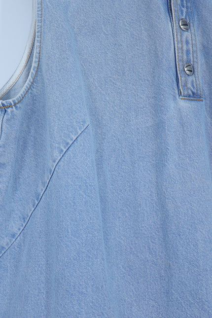 FRAME The City Shift Dress Betty Blue Denim Sleeveless Collared Women's 10