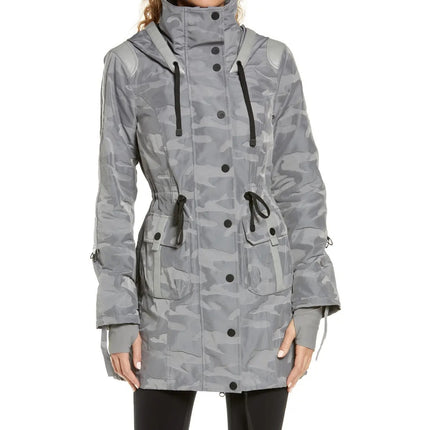 BLANC NOIR Hooded Water Resistance Anorak Jacket Gray Camo Women's M