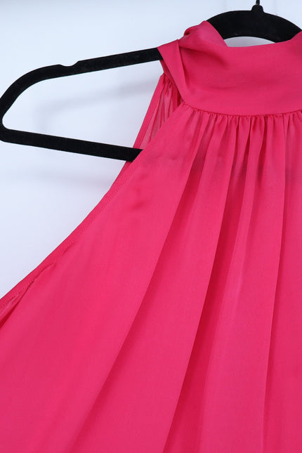 ZIMMERMANN Pink Silk Halter Blouse Tie-Neck Fuchsia Sleeveless Women's 1/US 2