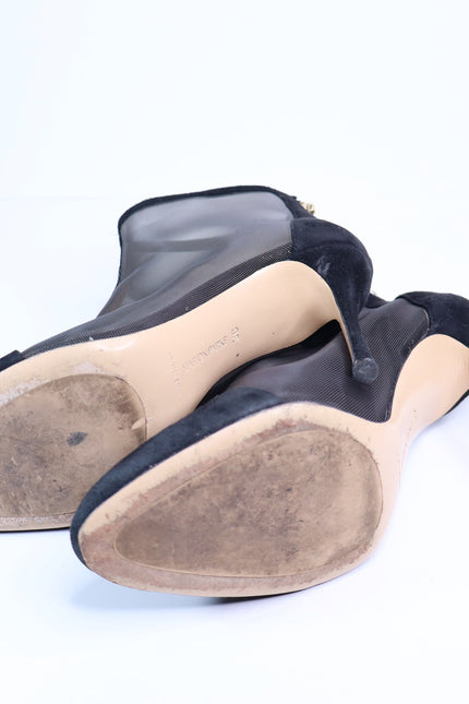 MARION PARKE Dolby Mesh Heeled Bootie Black Suede Almond Toe Women's 36/US 6