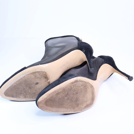 MARION PARKE Dolby Mesh Heeled Bootie Black Suede Almond Toe Women's 36/US 6