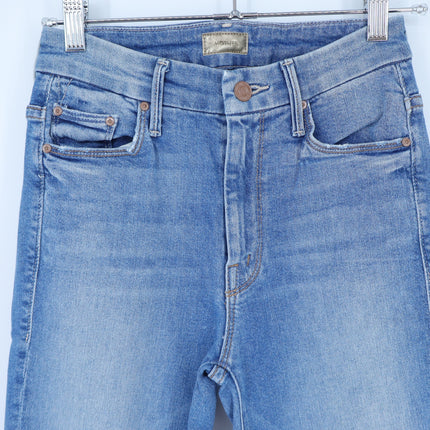 Mother Looker Ankle Fray Jeans Blue Shoot To Thrill Blue High Rise Women's 24