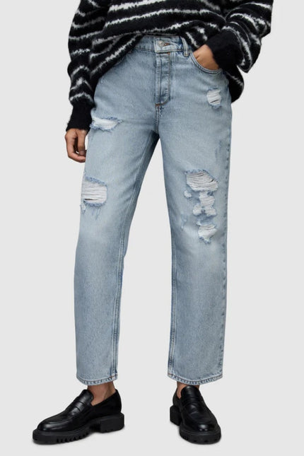 ALLSAINTS NWT Zelma Jean Light Indigo High Rise Ankle Straight Leg Women's 31