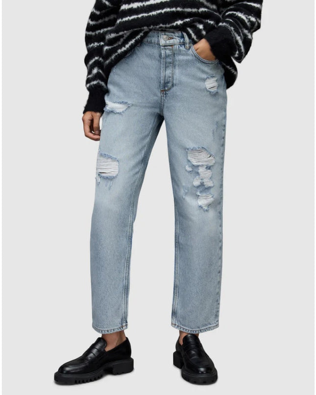 ALLSAINTS Zelma Jean NWT Light Indigo High Rise Ankle Straight Leg Women's 31