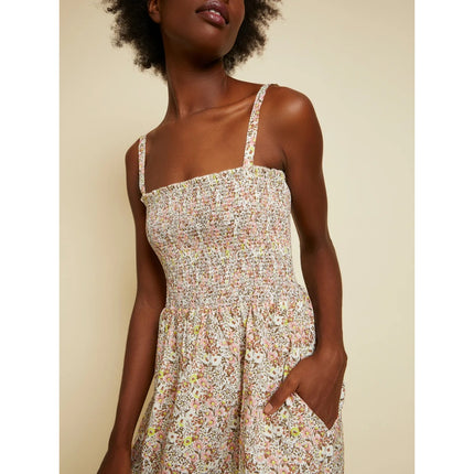 Nation Ltd Embry Midi Dress Dear Abby Floral Smocked Strappy Sleeve Women's XS