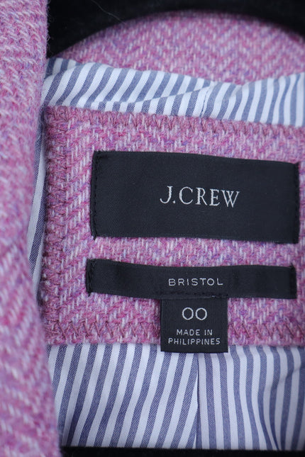 J. CREW Bristol Herringbone Wool Blazer Lilac Double Breasted Women's 00