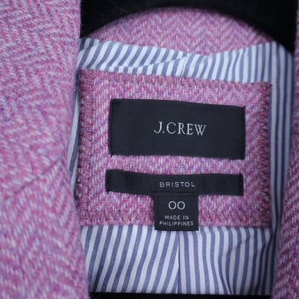 J. CREW Bristol Herringbone Wool Blazer Lilac Double Breasted Women's 00