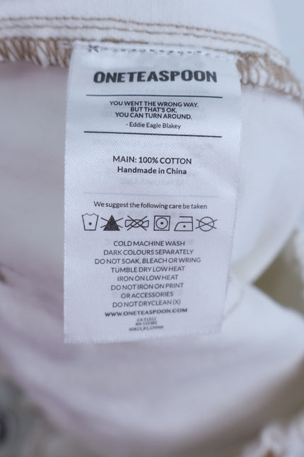 ONE TEASPOON Shabbies Drawstring Jeans White Straight Leg Boyfriend Women's M