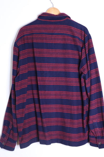 FAHERTY NWT Yukon Brushed Work Shirt Carmine Striped Red Cotton Men's XL
