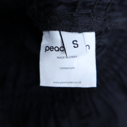 Peachy Den Deba Top Onyx Black Smocked Peplum Hem Sleeveless Tank Women's S
