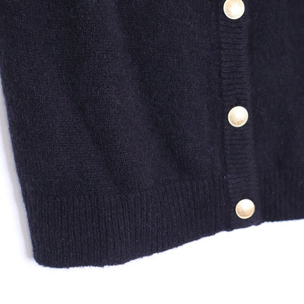 SEZANE Sacha Sweater Vest Cardigan Black w/ Gold Button Wool Blend Women's M