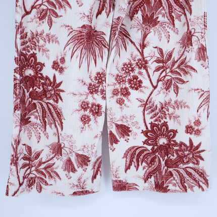 Cara Cara Sonia Pant Jacobean Red Printed Corduroy Crop Wide Leg Women's 4