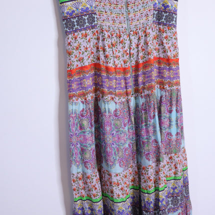 ALICE + OLIVIA Minka Tassel Fringe Maxi Dress Ritzy Multi Tie Front Women's 8
