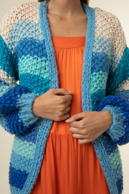 FRNCH NEW Lobelia Cardigan Pink Watermelon Oversized Chunky Knit Women's S/M