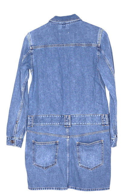 GANNI Washed Denim Long Sleeve Mini Dress Indigo Long Sleeve Women's 36/ US 4