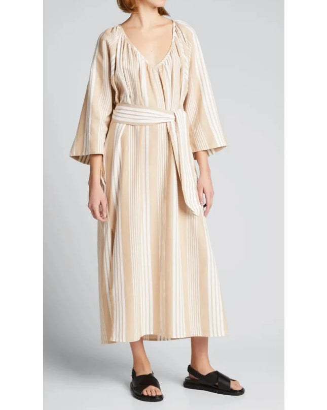Mara Hoffman Swim Cover Up Dress Beige and White Striped Belted Women's XS