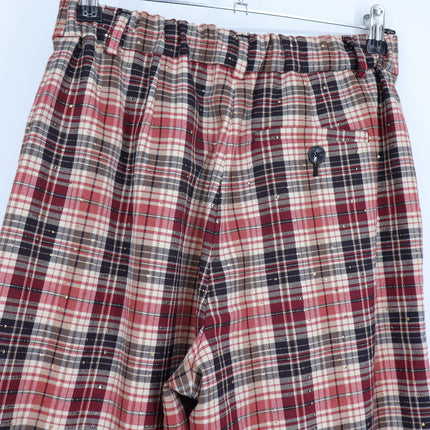 Maeve Avery Sparkle Pleated Wide Leg Trousers Plaid Red Multicolor Women's XS