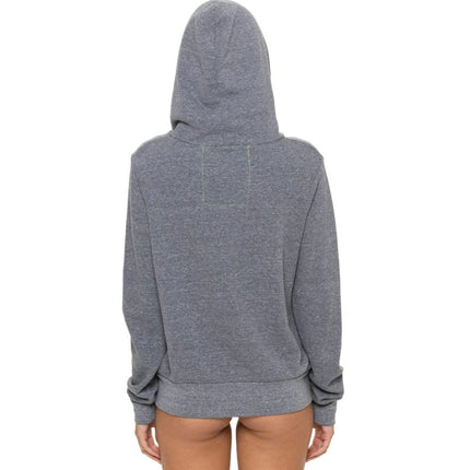 Aviator Nation 5 Stripe Zip Up Hoodie Heathered Grey Classic Fit Women's S