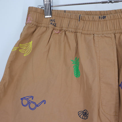 CLARE V. St. Martin Shorts Camel Summer Print Pull On Women's M