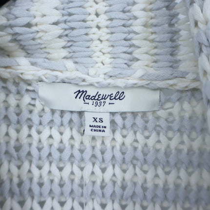 Madewell Curl Up Knit Cardigan Sweater Gray White NWT Open Front Women's XS