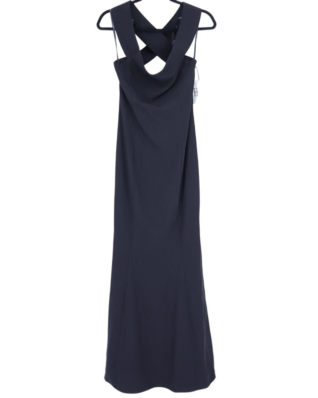 Laundry by Shelli Segal Cross Back Evening Gown Black NWT Maxi Dress Women's 4