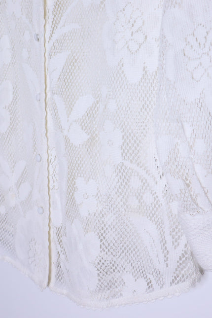 HEMANT & NANDITA Chemical Lace Button Front Shirt White Floral Women's XS